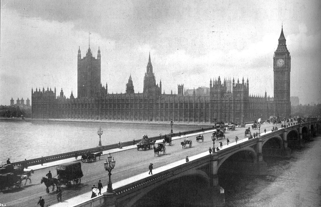 Houses of Parliament and Westminster Bridge, 1919