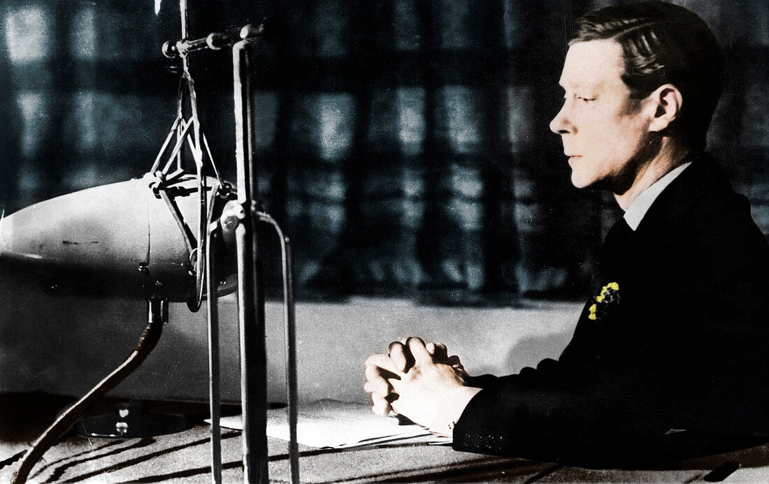 Edward VIII giving his abdication broadcast, December 1936