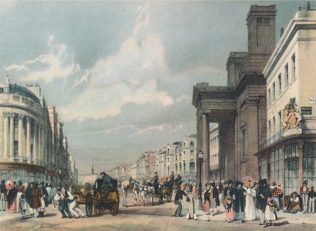 Regent Street looking towards the Quadrant, 1842