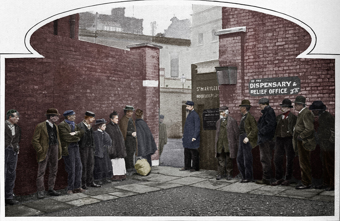 Waiting for admission to St Marylebone Workhouse, c1901