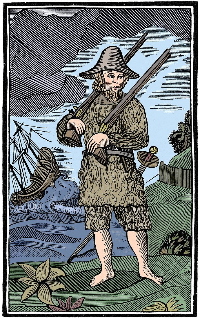 Robinson Crusoe, chapbook cut, 18th century (1964)