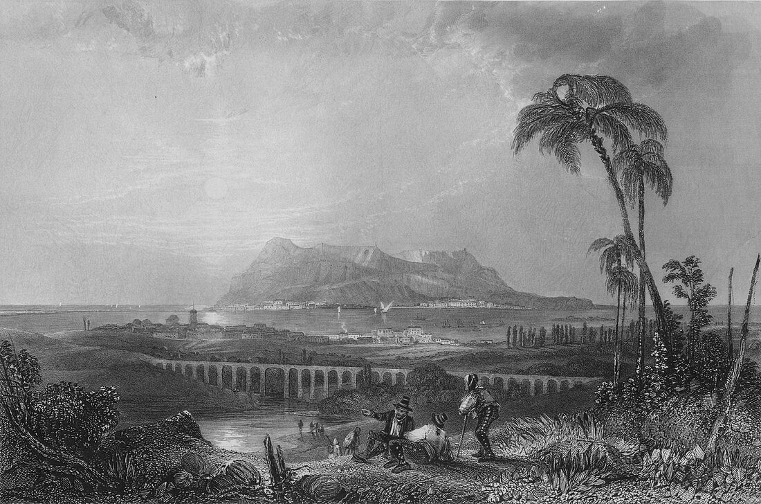 Gibraltar, From Algeziras, 1840