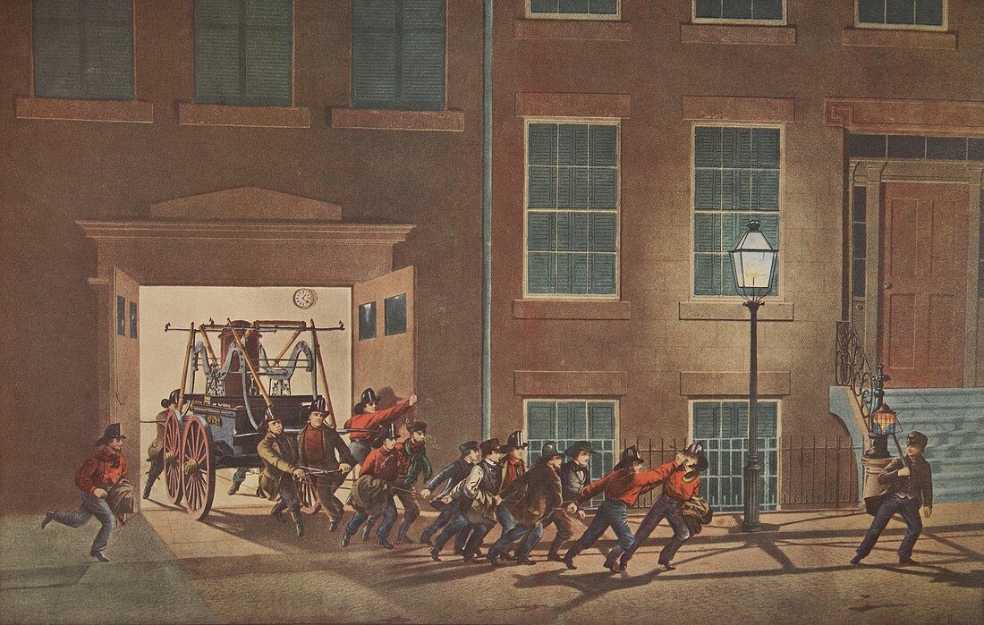 The Life of a Fireman - Night Alarm, 1854