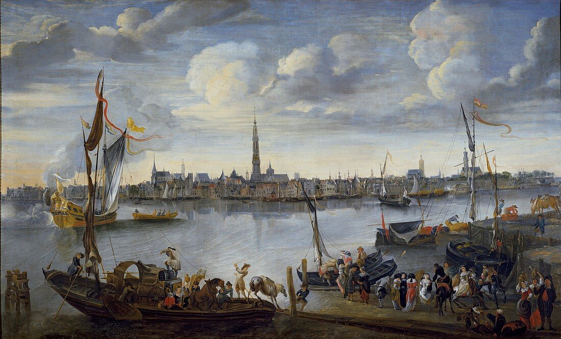 View of the Roads of Antwerp from the West Bank, post 1672