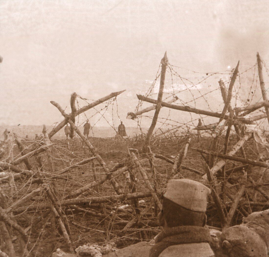 Germans coming out of the trenches, Massiges, France