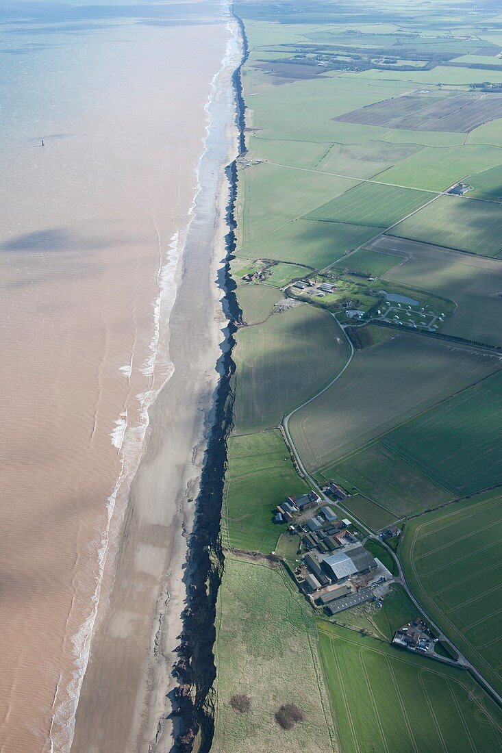Coastal erosion of Aldbrough Cliffs, Yorkshire, UK