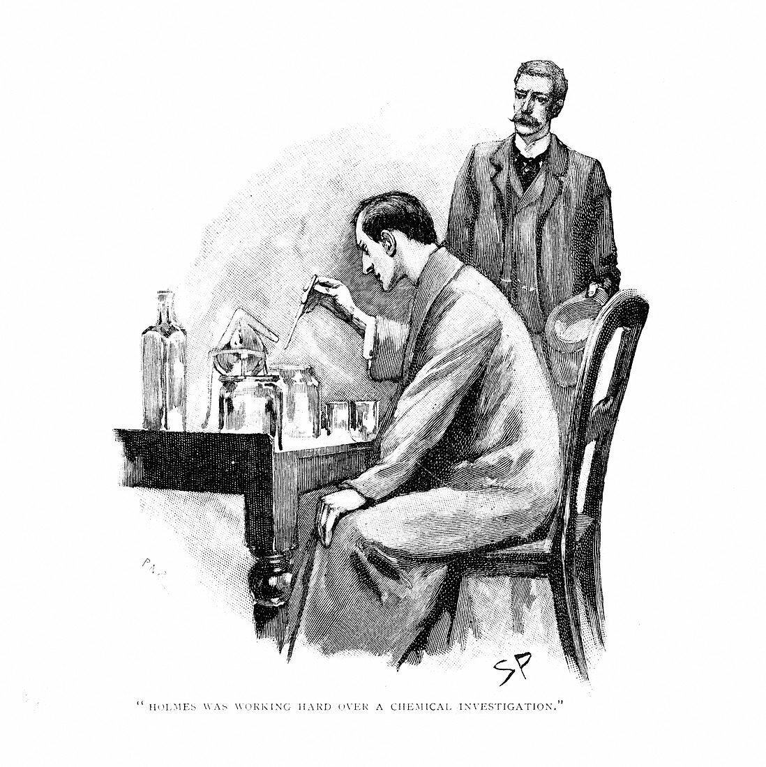 Holmes was working Hard over a Chemical Investigation, 1893