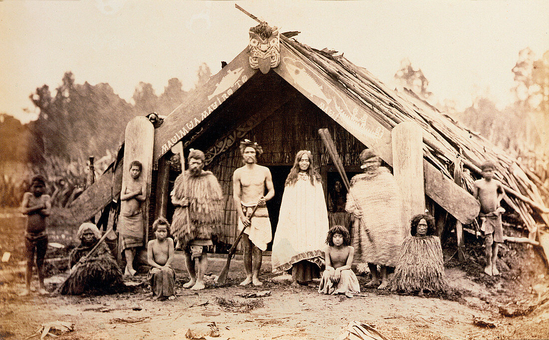 Maori family, New Zealand, c1880s