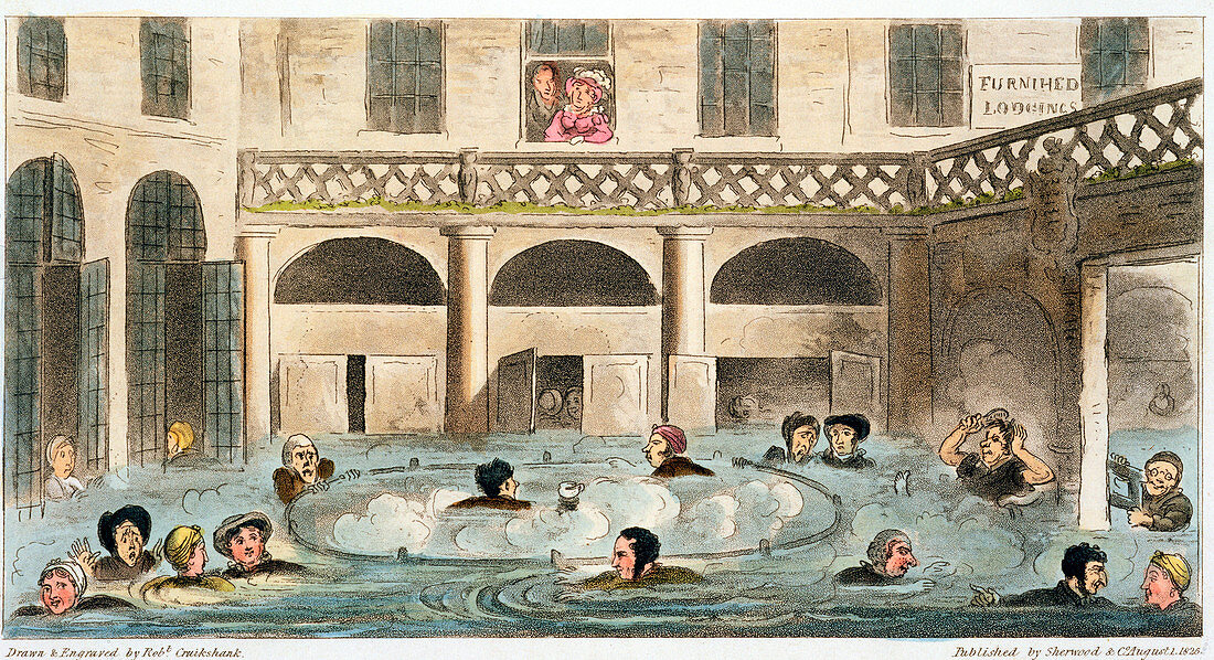 Public Bathing at Bath, or Stewing Alive, 1825