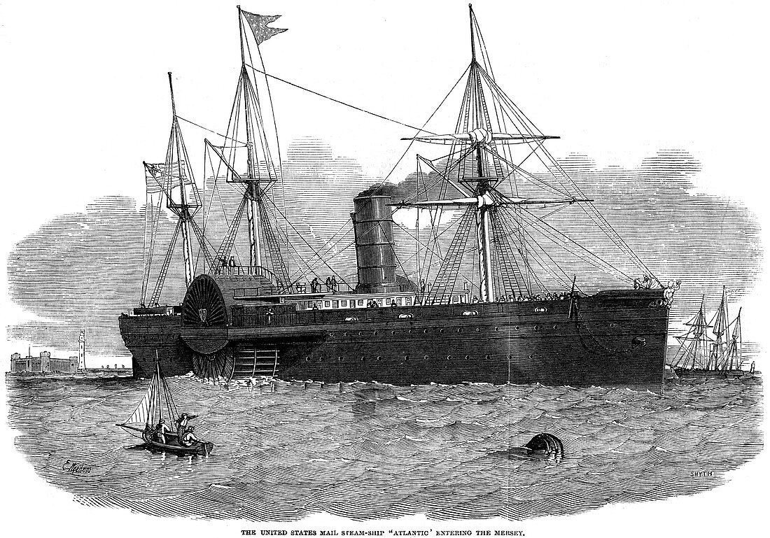 United States mail steam ship entering the Mersey, 1850