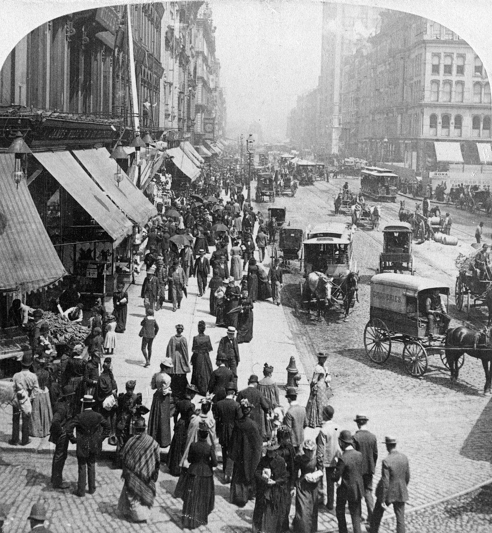 A street scene in Chicago, Illinois, USA, 1896