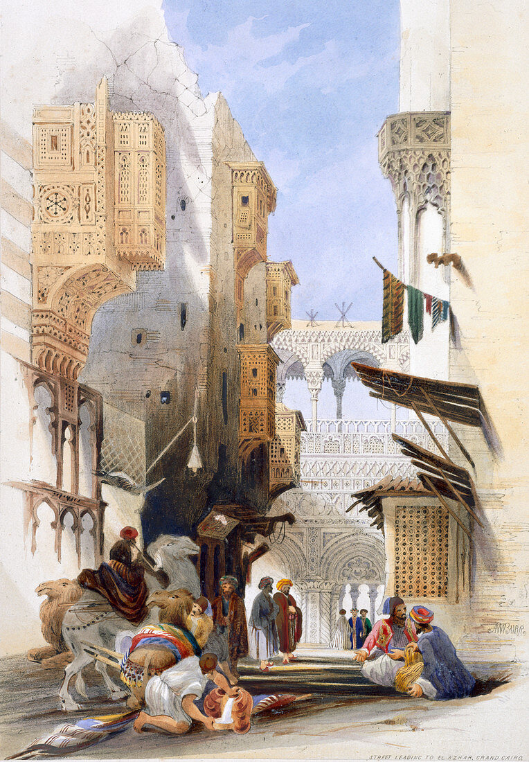Street Leading to El Azhar, Grand Cairo, Egypt, 1846