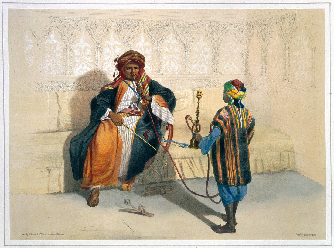An Arab sheikh smoking, 1848