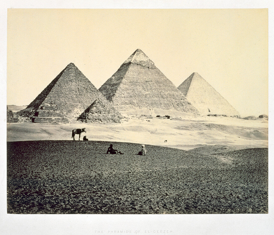 The Pyramids of El-Geezeh from the South West, Egypt, 1858