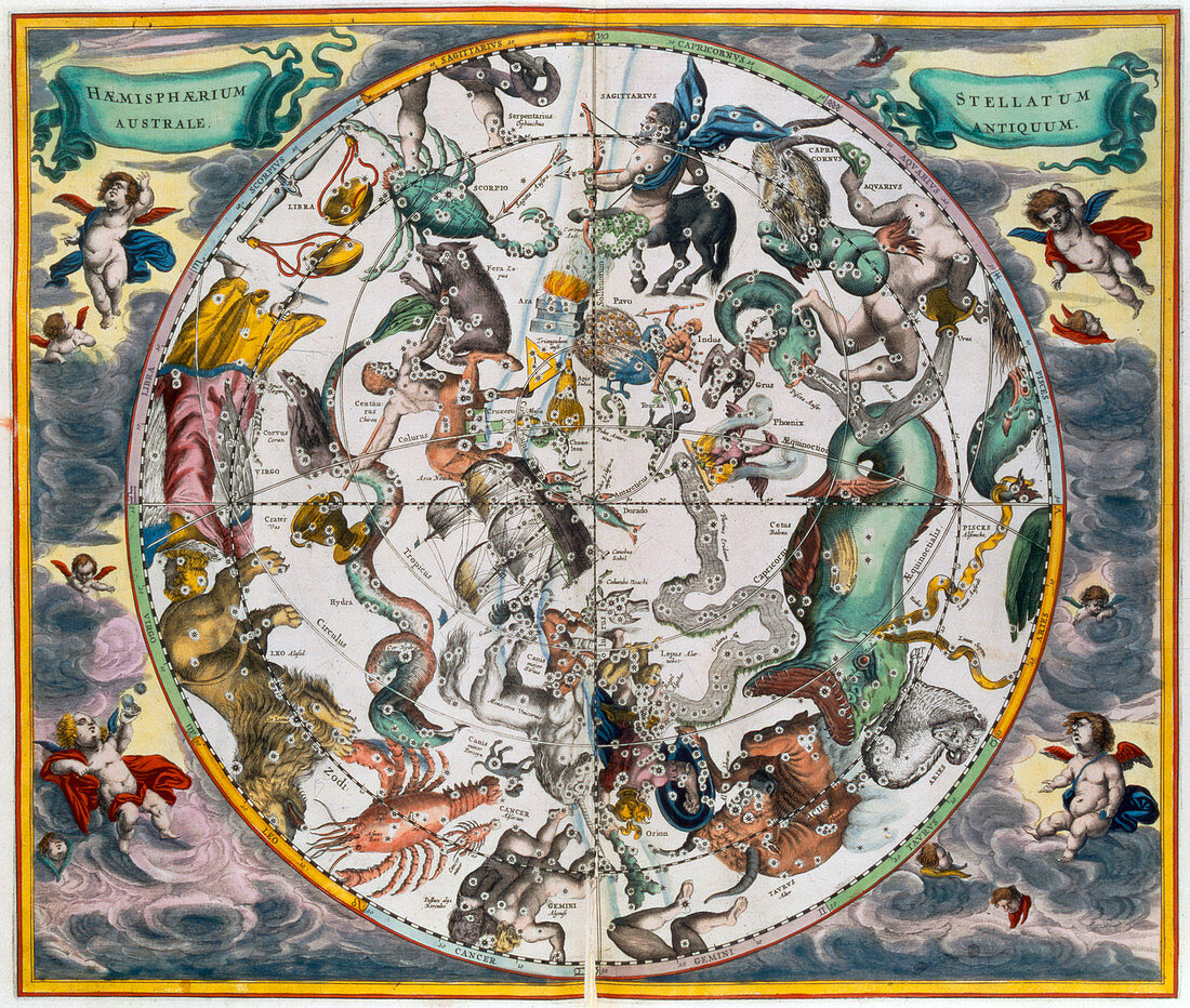 Map of the celestial Southern Hemisphere, 1660-1661