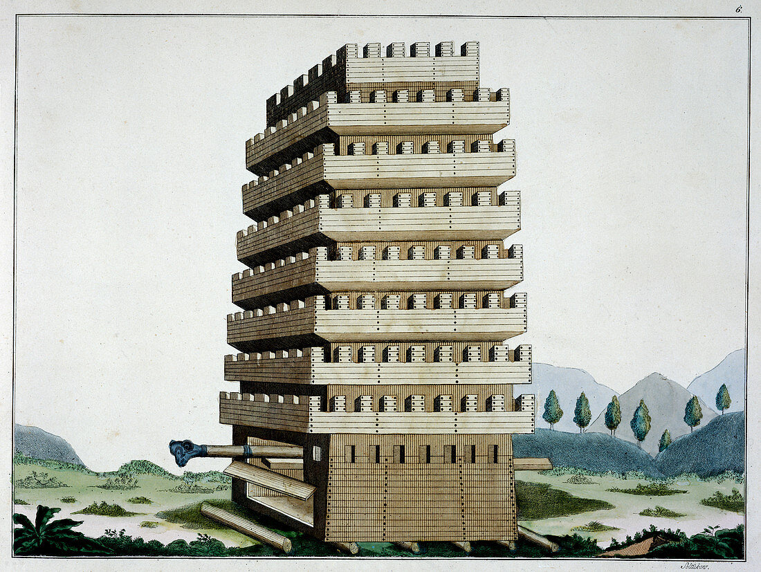 Moveable siege tower with battering ram, 1842