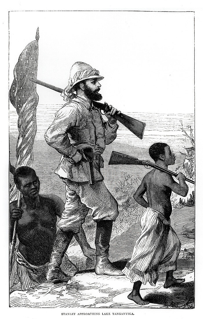 Henry Morton Stanley approaching Lake Tanganyika