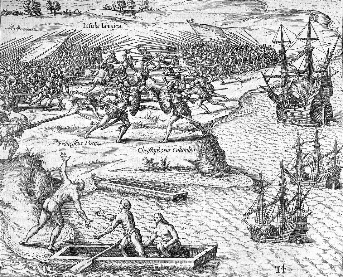 Battle between Christopher Columbus and Francisco Poraz