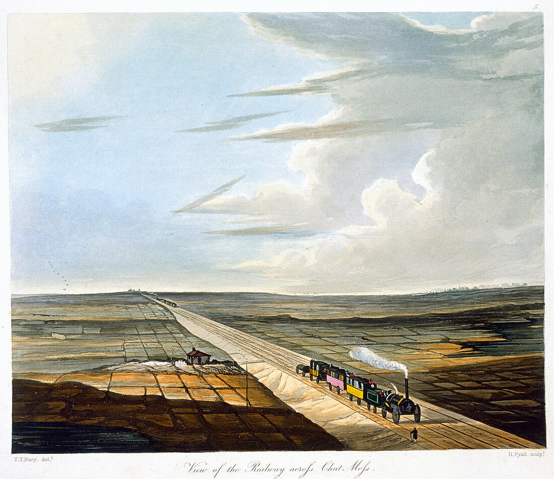 Railway across Chat Moss, Manchester, 1833