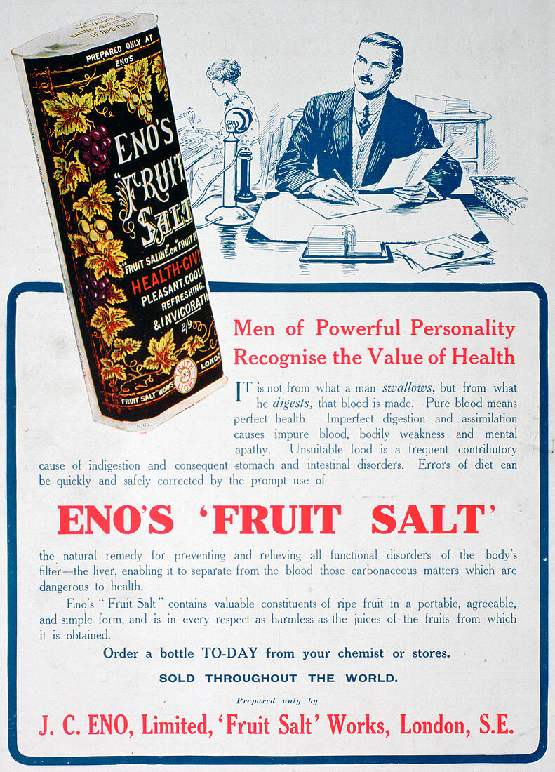 Eno's Fruit Salt advertisement, 1915