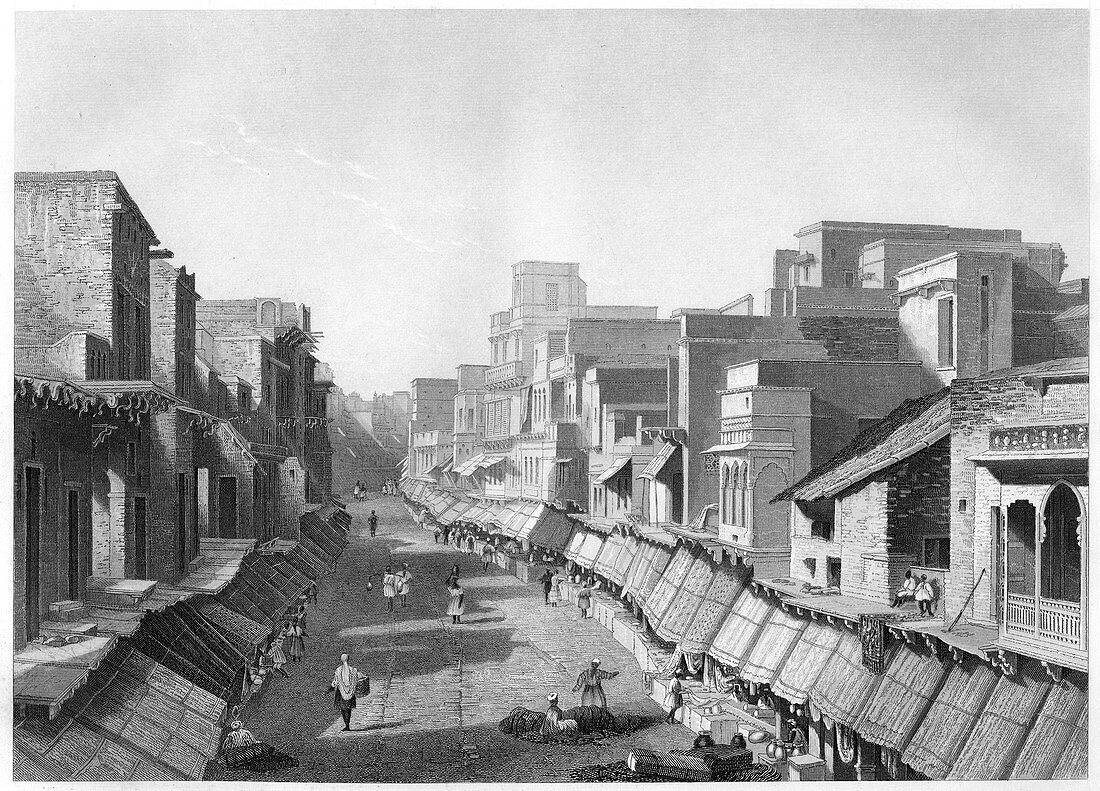 View of Principal Street, Agra, c1860
