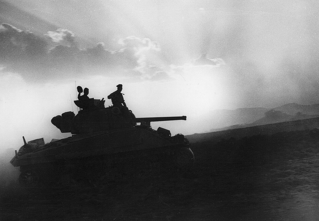 Squadron of tanks on the way to Rammacca, Sicily, July 1943