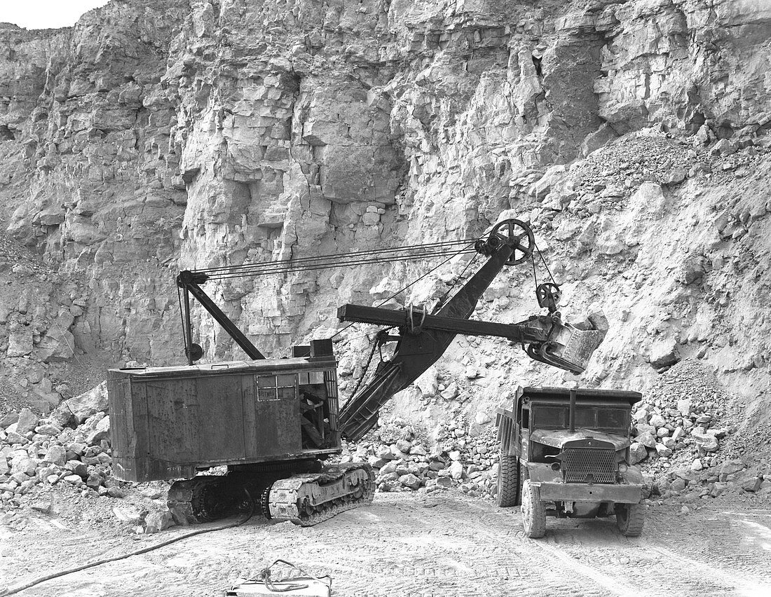 Steetley limestone quarry, South Yorkshire, 1955