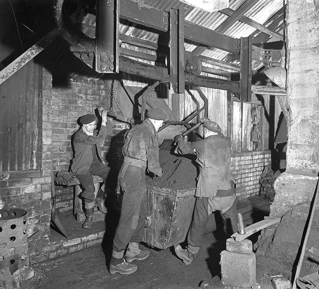 Miners working in Mitchell Main Colliery, Yorkshire, 1956