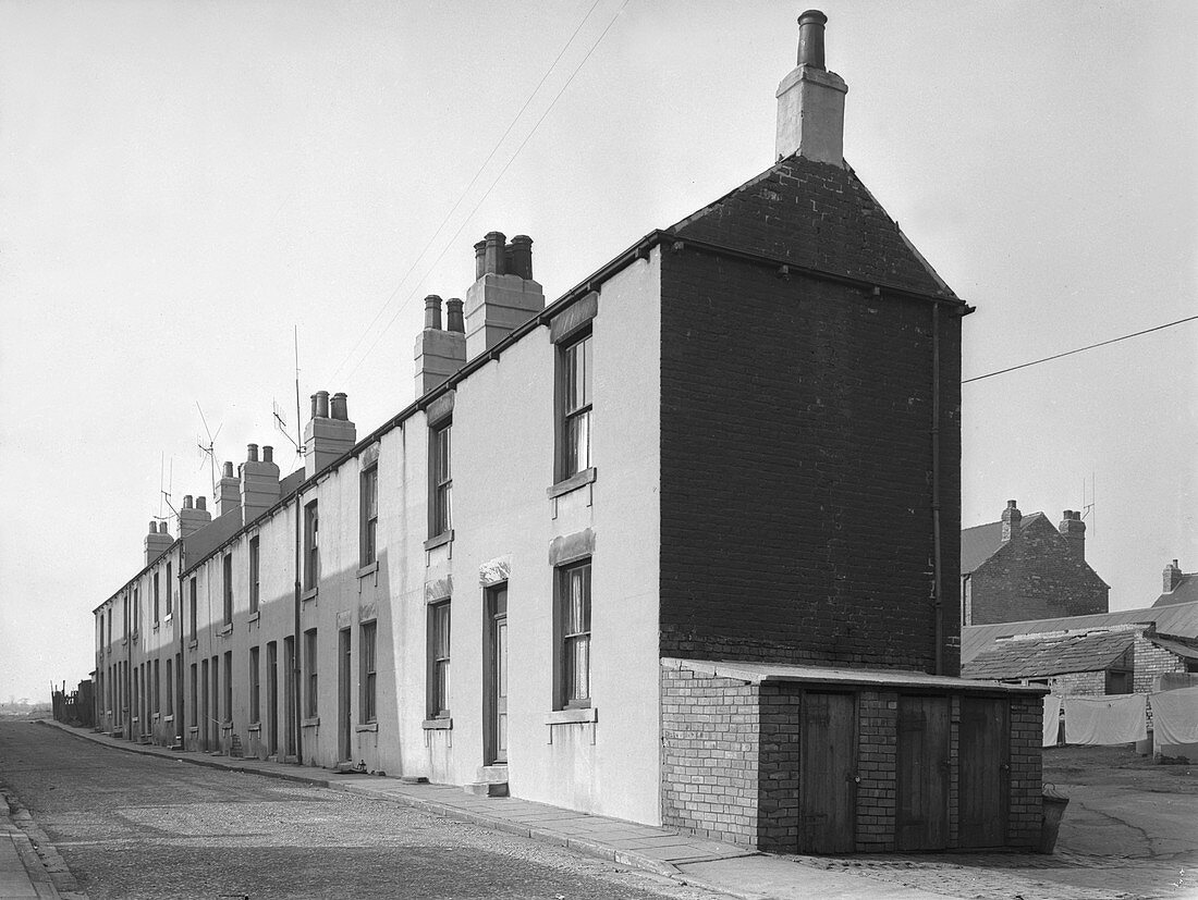 Typical mining town terrace, Swinton, South Yorkshire, 1957
