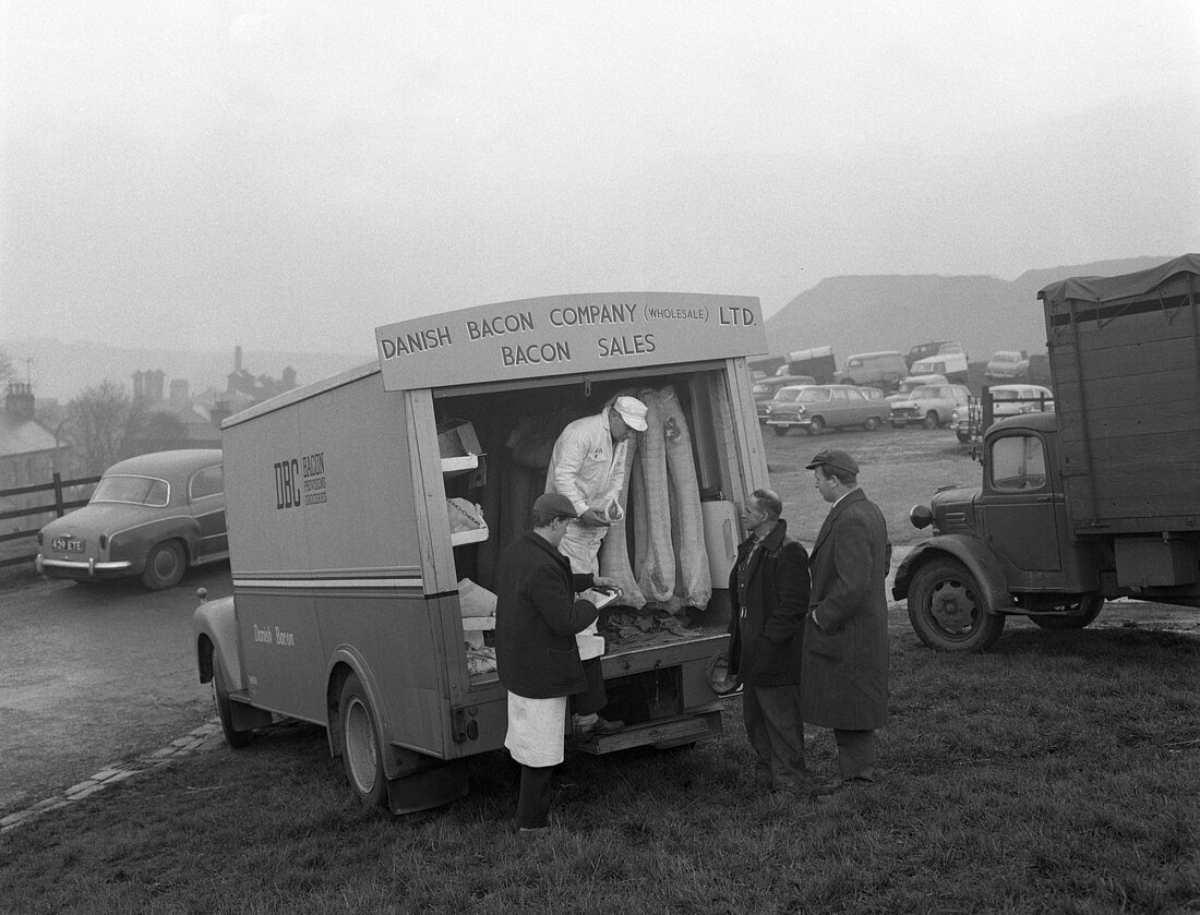 Danish Bacon Company wholesale lorry, Yorkshire, 1961