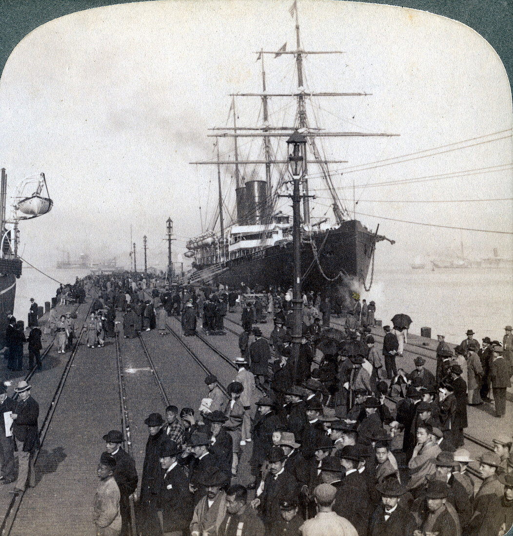 Pacific Mail SS China, at Yokohama, Japan, 1904