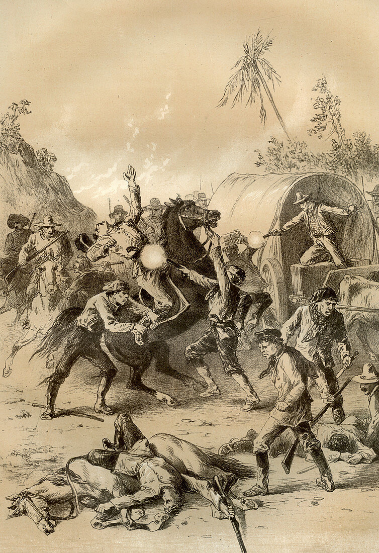 Gold escort attacked by bushrangers, Australia, 1879