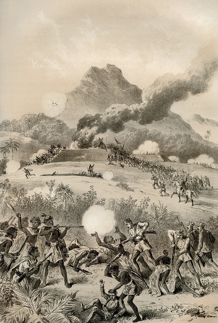 Taking a Maori redoubt, Maori Wars, 1845-1873