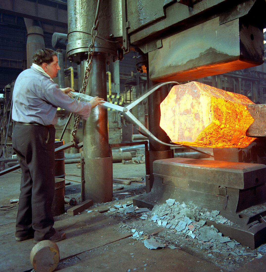 A 1500 ton steel press, Sheffield, South Yorkshire, 1970