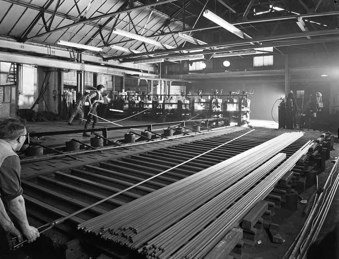 Rolling hexagonal rods, Edgar Allen Steel Foundry, 1962