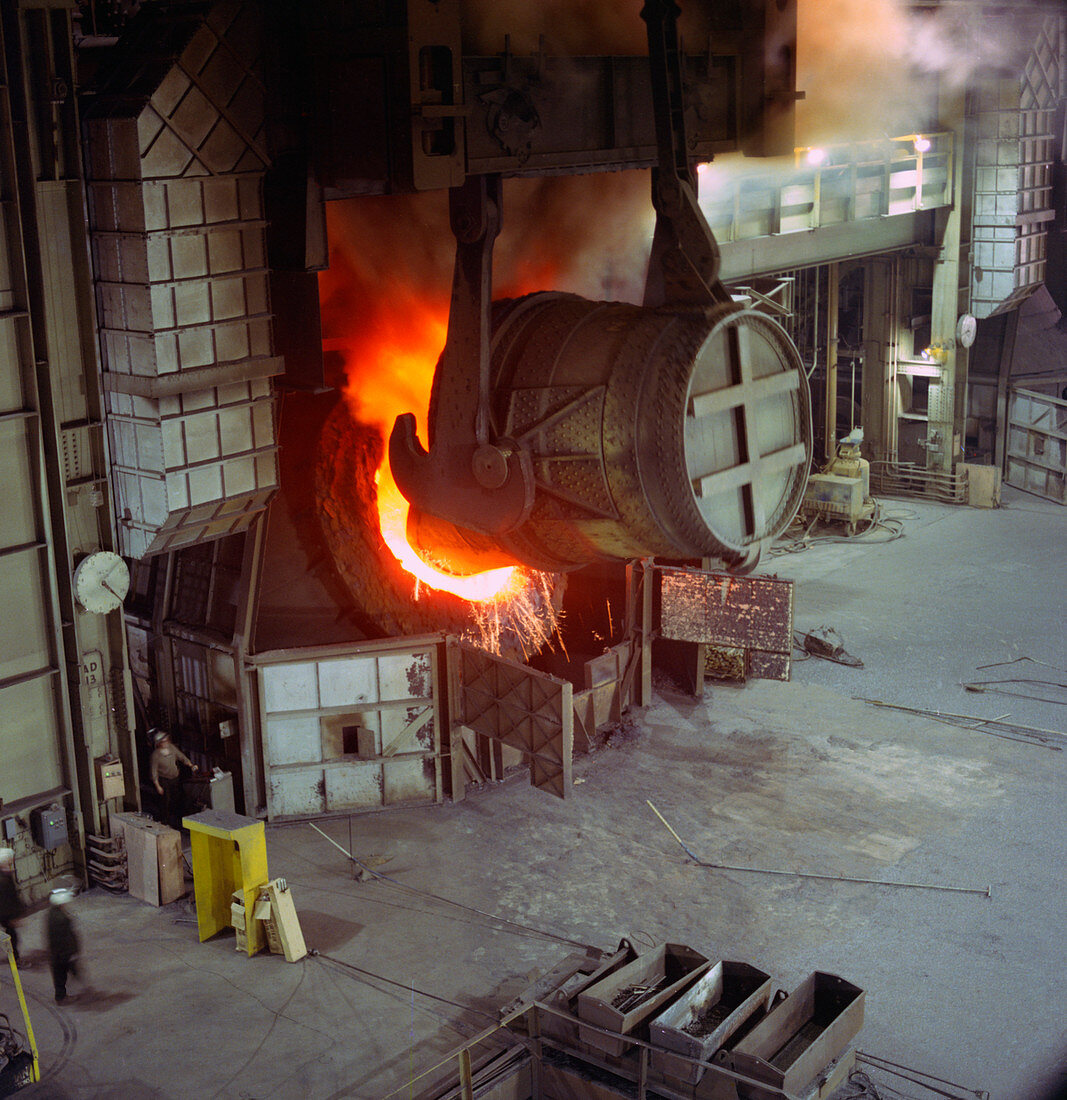 A steel pour at Newton Chambers, Chapeltown, 1971