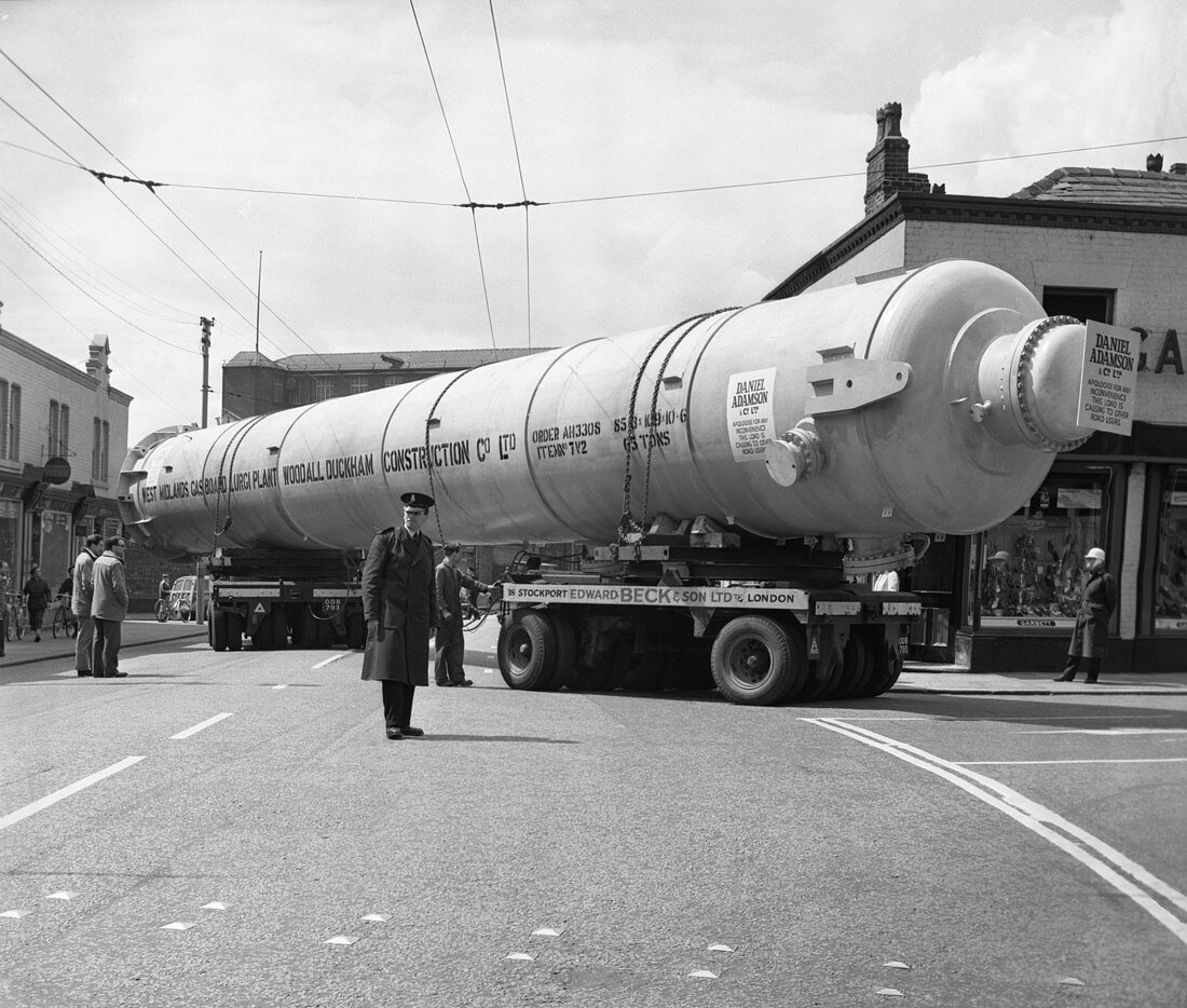 A heavy load stops the Manchester traffic, 1962