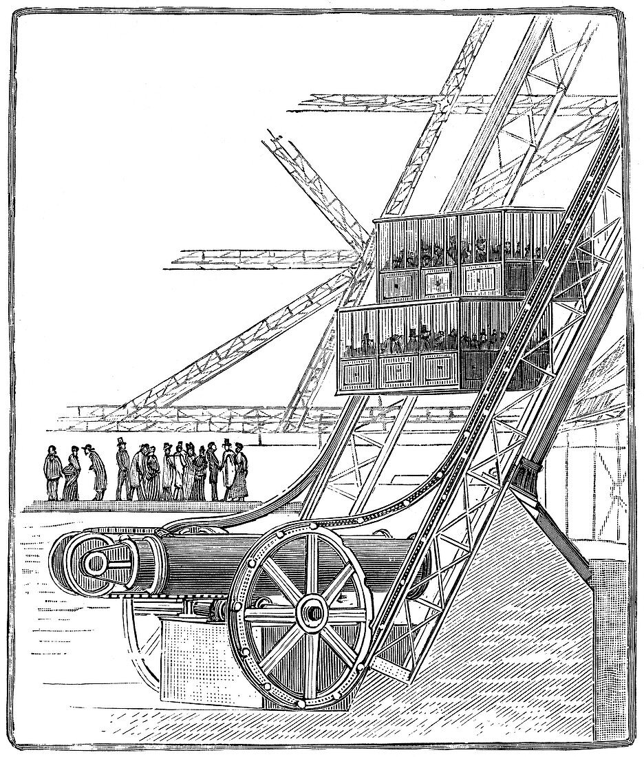 Well of the Roux Combaluzier lift, Eiffel Tower, Paris, 1889