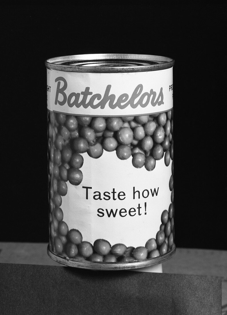 Batchelors Peas tin, 1963