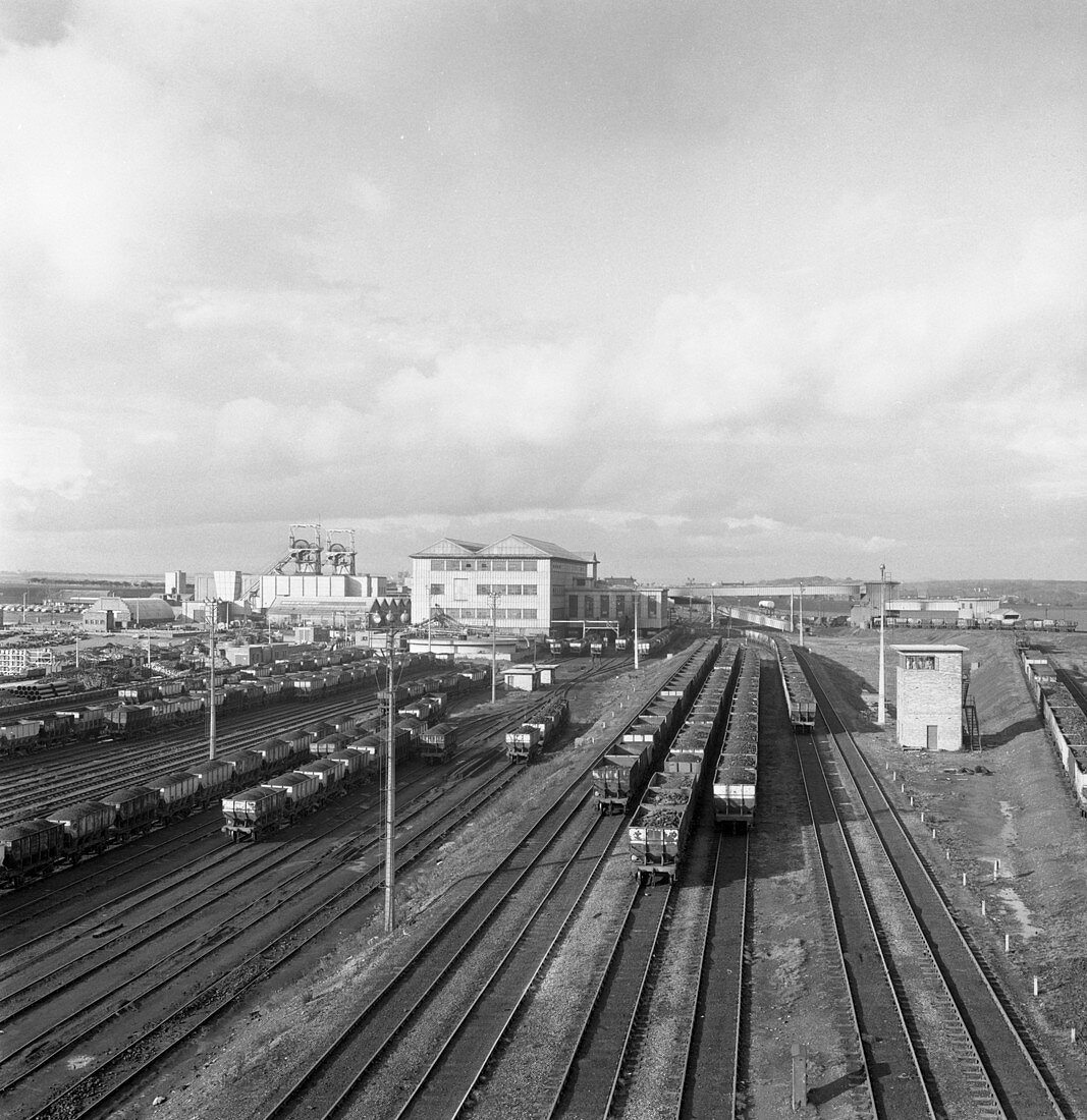 Rail yard at Lynemouth Colliery, Northumberland, 1963