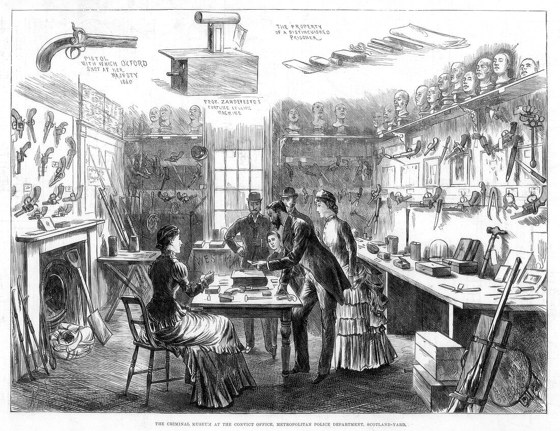 The Criminal Museum at the Convict Office, London, 1883