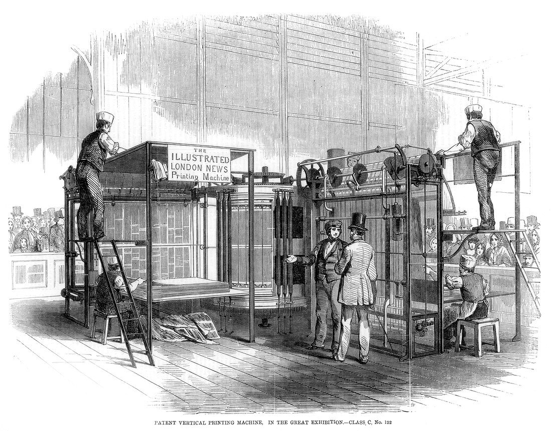 Vertical printing machine, Great Exhibition, London, 1851