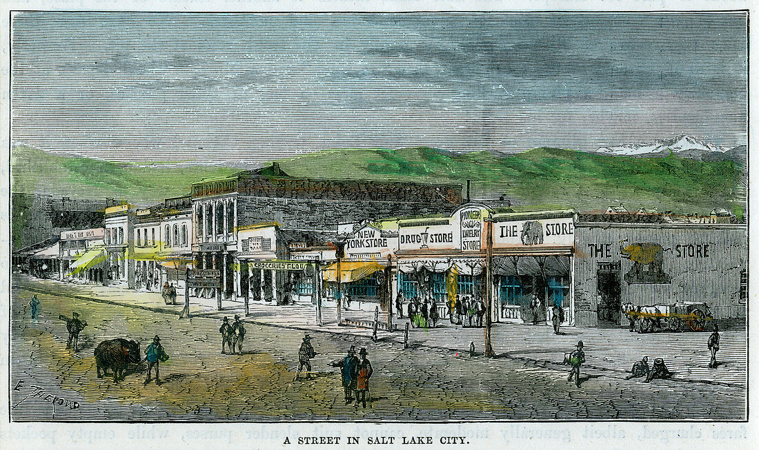 A Street in Salt Lake City, Utah, USA, c1880