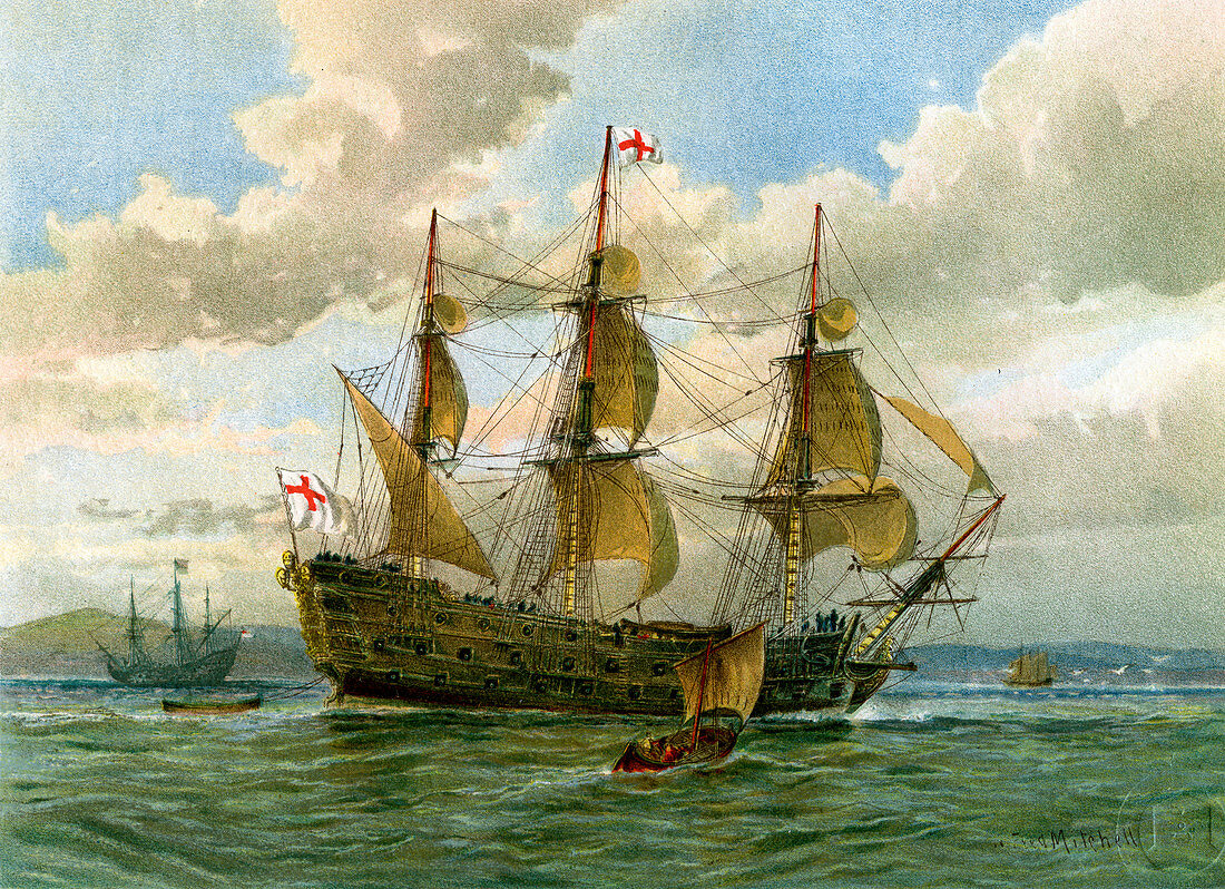 Royal Navy battle ship, c1650