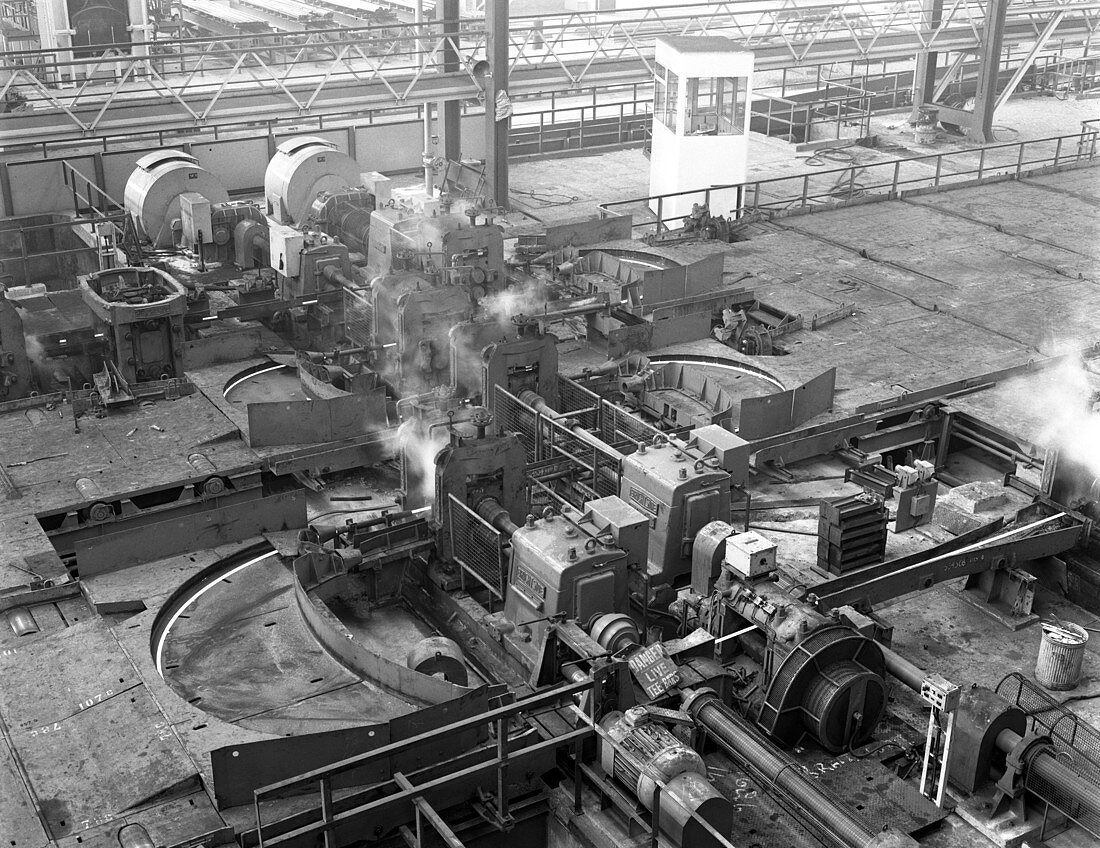 Overview of the bar mill at the Brightside Foundry, 1964