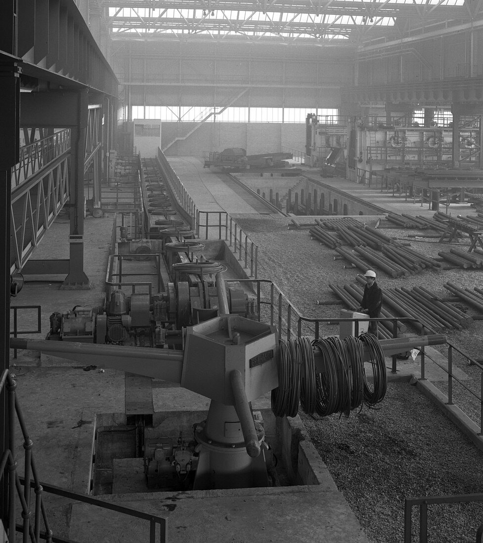 Overview of the bar mill at the Brightside Foundry, 1964