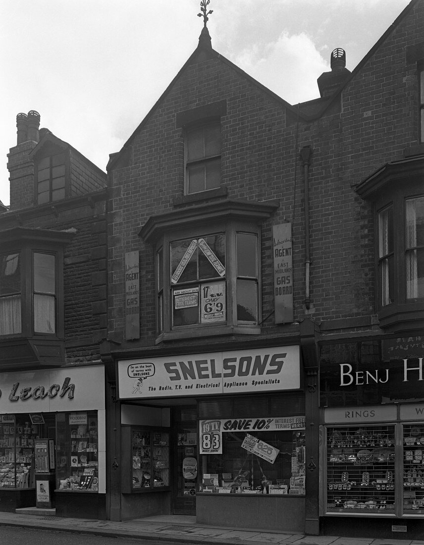 Snelsons electrical shop, Mexborough, South Yorkshire, 1963
