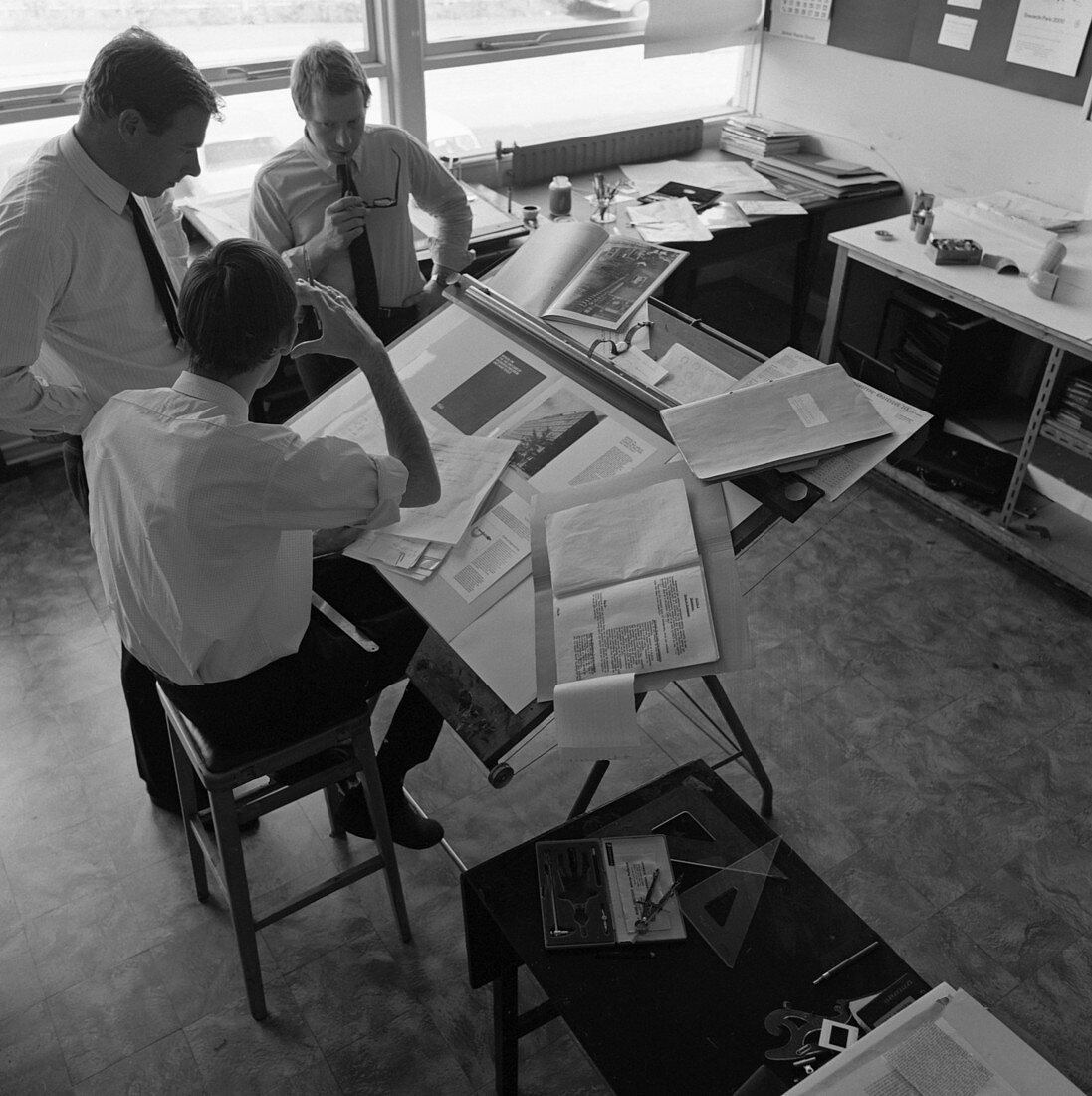 Graphic designers at work, Mexborough, South Yorkshire, 1968