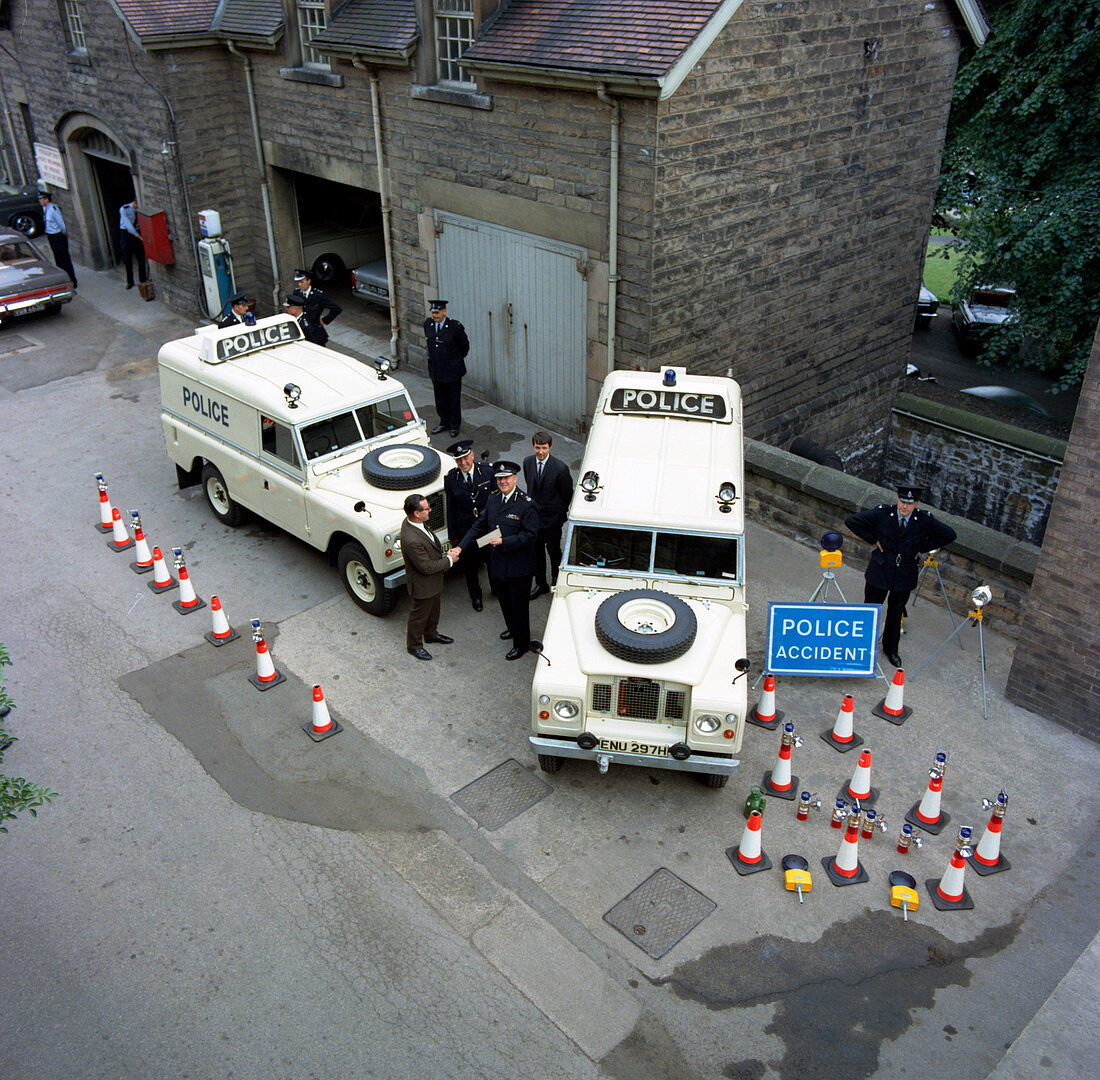 Police Land Rovers being delivered, 1969
