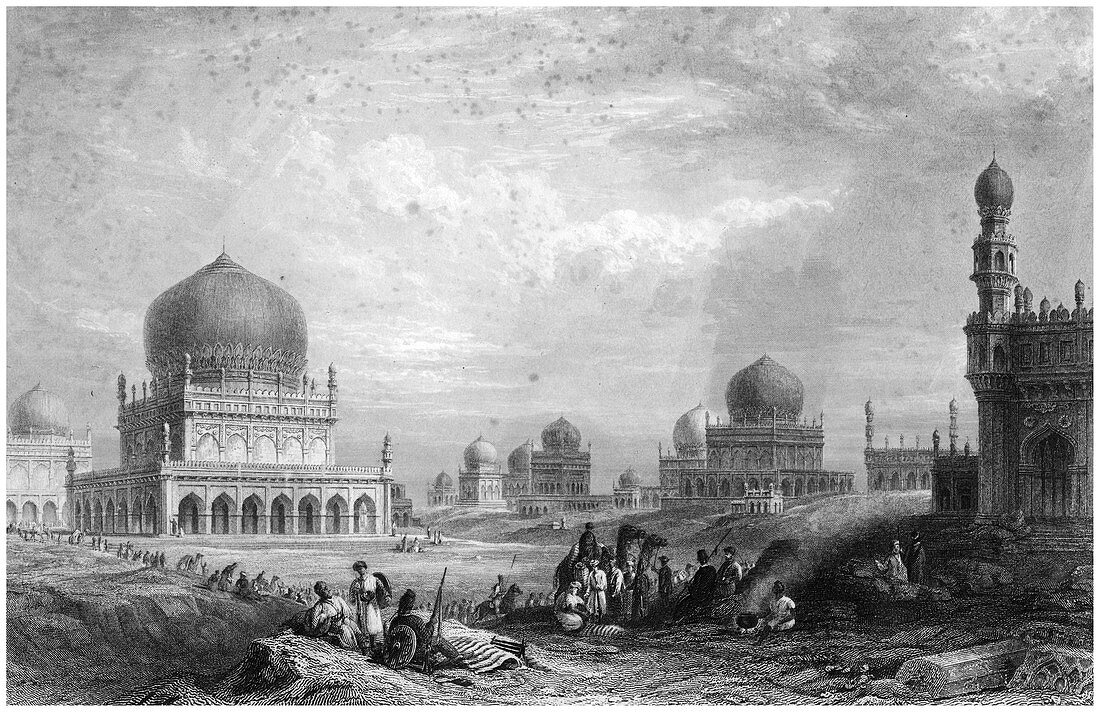 Tombs of the Kings of Golconda, Andhra Pradesh, India, 1844